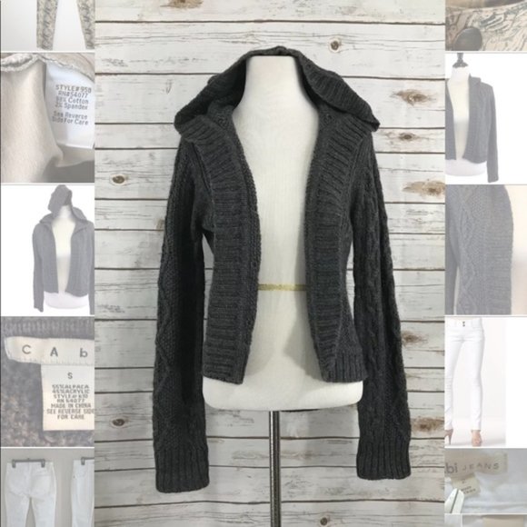 CAbi Sweaters - CAbi 610 Alpaca Blend Cable Knit Hooded Cardigan